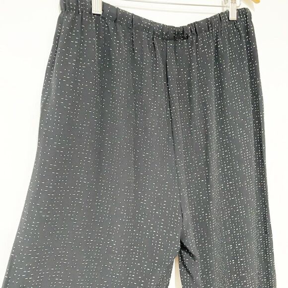 Eileen Fisher Morse Code Print Wide-Leg Crop Pants Small Lagenlook Loungewear - Picture 5 of 11